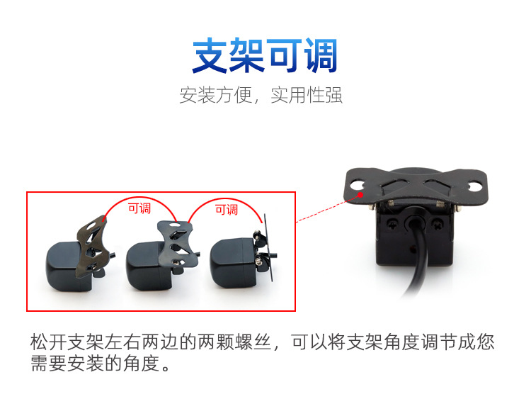 Universal Car Rearview External Reversing Camera with Wide-Angle High-Definition Night Vision Ahd 720P Fisheye Reverse Camera