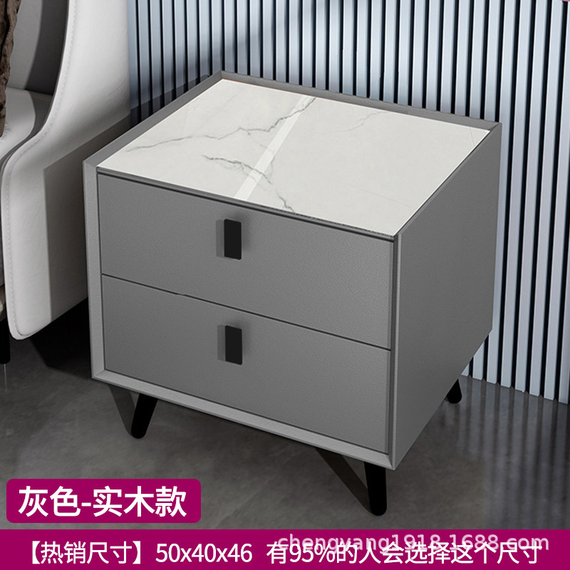 Mesita de noche madera maciza Placa de roca simple moderno Internet celebridad dormitorio mesita de noche protección del medio ambiente todo partido gabinete de almacenamiento mesita de noche