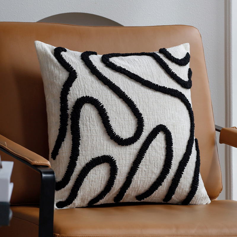 Almohada estilo ins funda de almohada de color sólido funda de cojín de sofá de terciopelo de anillo de chenilla de cama cubierta de cojín de coche de dormitorio al por mayor