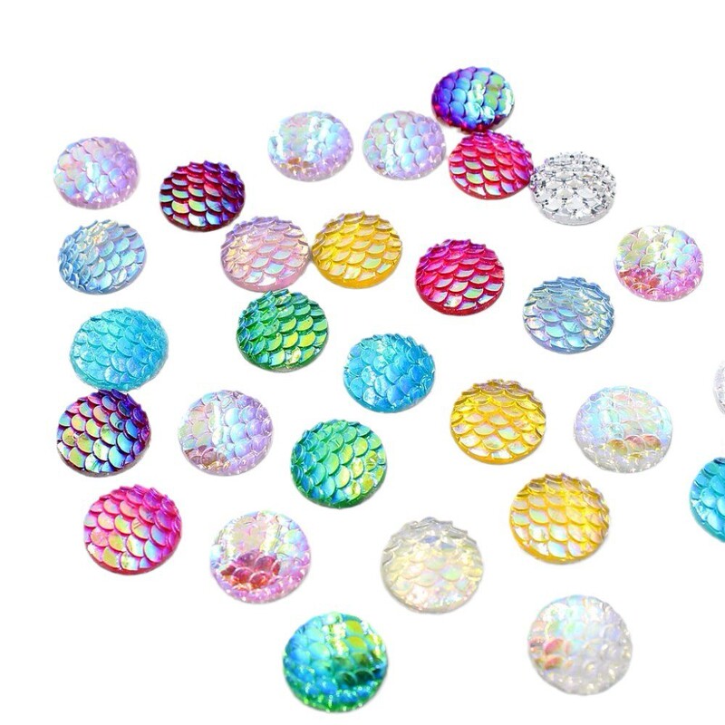 Explosions Face Paste Eyebrow Resin Paste Drill 12mm Fish Scale Round Back Hair Decoration Drill Handmade DIY Nail Drill