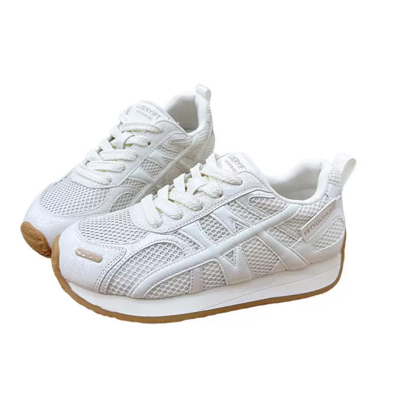 Sneakers, universal white shoes, footwear, Korean style, genuine leather, 6cm
