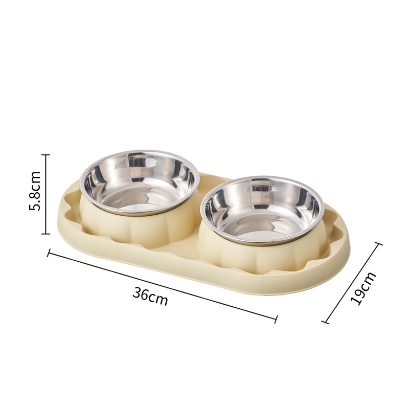 Tazón doble de acero inoxidable para mascotas, tazón para gatos, comida a prueba de fugas, tazón para perros, anti-asfixia, tazón para gatos, tazón para perros, tazón para mascotas