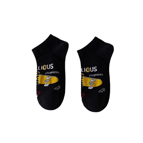 Zhuji men's short socks breathable sweat-absorbent boat socks summer version cotton socks summer thin all-cotton sports INSClose-fitting socks