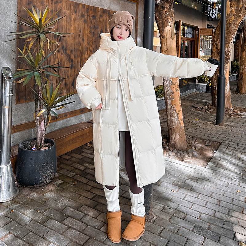 2024 invierno nuevo estilo coreano de moda suelta ropa de algodón de pluma para mujeres sobre la rodilla larga con capuzas gruesa chaqueta de algodón de mujer image 8