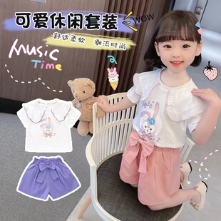 Girls' Summer Dress Western Style Star Dailu suit 2024 New Summer Korean Style Children's Internet Celebrant Shorts Two-Piece Trendy