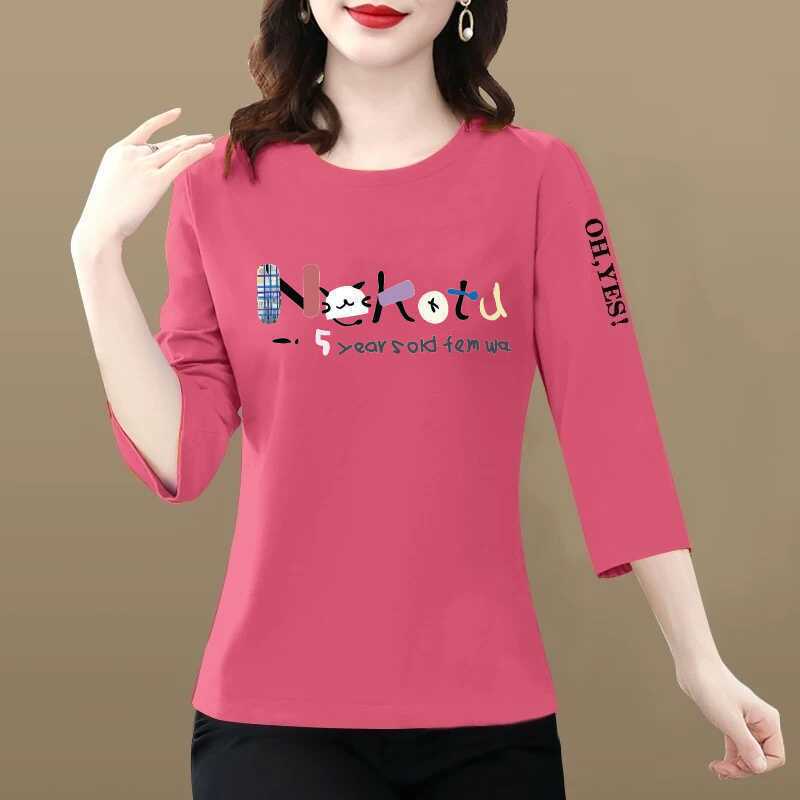 Clearance Sale Export Surplus Brand Name Three-Quarter Sleeve T-Shirt for Women, Loose Fit, Slimming Top, Middle-Aged Mom Half-Sleeve Blouse Clearance Sale Export Surplus Brand Name Three-Quarter Sleeve T-Shirt for Women, Loose Fit, Slimming Top, Middle-Aged Mom Half-Sleeve Blouse