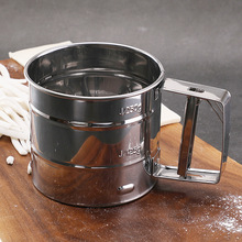 不锈钢杯式面粉筛 手动家用筛网厨房筛子 半自动过滤网筛烘焙工具