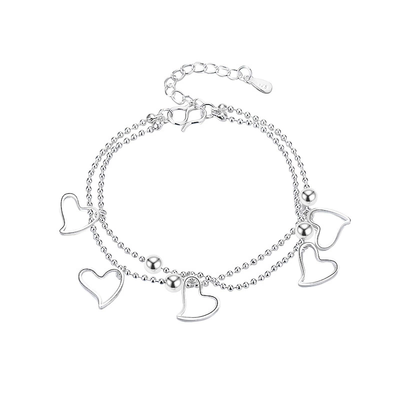 Ankle bracelet, hair mesh, silver small bell, direct factory sales, wholesale, internet celebrity, flowered