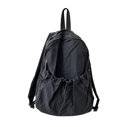 Korean style new college student backpack commuter women's large capacity casual drawstring pleated design nylon backpack for women