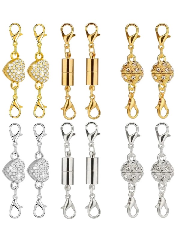 国境を越えた売れ筋ジュエリーアクセサリー12点セット、ネックレスバックル、ブレスレットバックル、ダイヤモンドボールマグネットバックル、円筒ボール磁気|undefined
