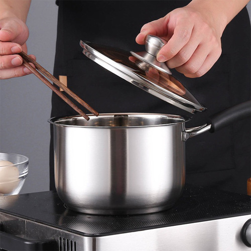 18cm stainless steel composite steel milk pot instant noodle pot household soup pot milk pot induction cooker baby food supplement pot wholesale