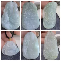 Мьянма Натуральный изумруд А. Ледяные виды Royal Dragon Lotus Guanyin Тра Будда Наблюдение за миром Гуань Гуну Дао 88 юаней