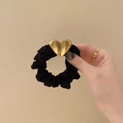 Metal bow love hair tie for women in spring and summer, simple and high-end hair tie to tie hair, women's French rubber band headband