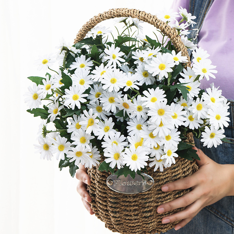 24頭小雛菊仿真花白色雛菊花束田園野菊花假花洋甘菊裝飾絹花擺設