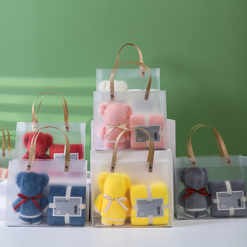 Towel Gift Set for Wedding Return Gifts, Double Towels in a Gift Bag with Candy Box, Birthday, Opening Ceremony Gift Box, Printed with Logo