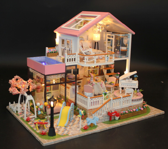 Hon Da diy キャビン 3D 立体モデル大型ヴィラ手作りクリエイティブハウスモデル誕生日ギフト|undefined