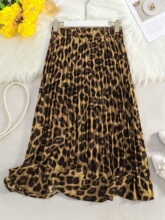 D 10575 Leopard Print Pleated Skirt ���ư���ȹ ŷ���羳