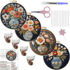 オリジナル-素子刺繍クロスボーダー新品花と瓶diy刺繍手作り布芸材料バッグセット創意針線英