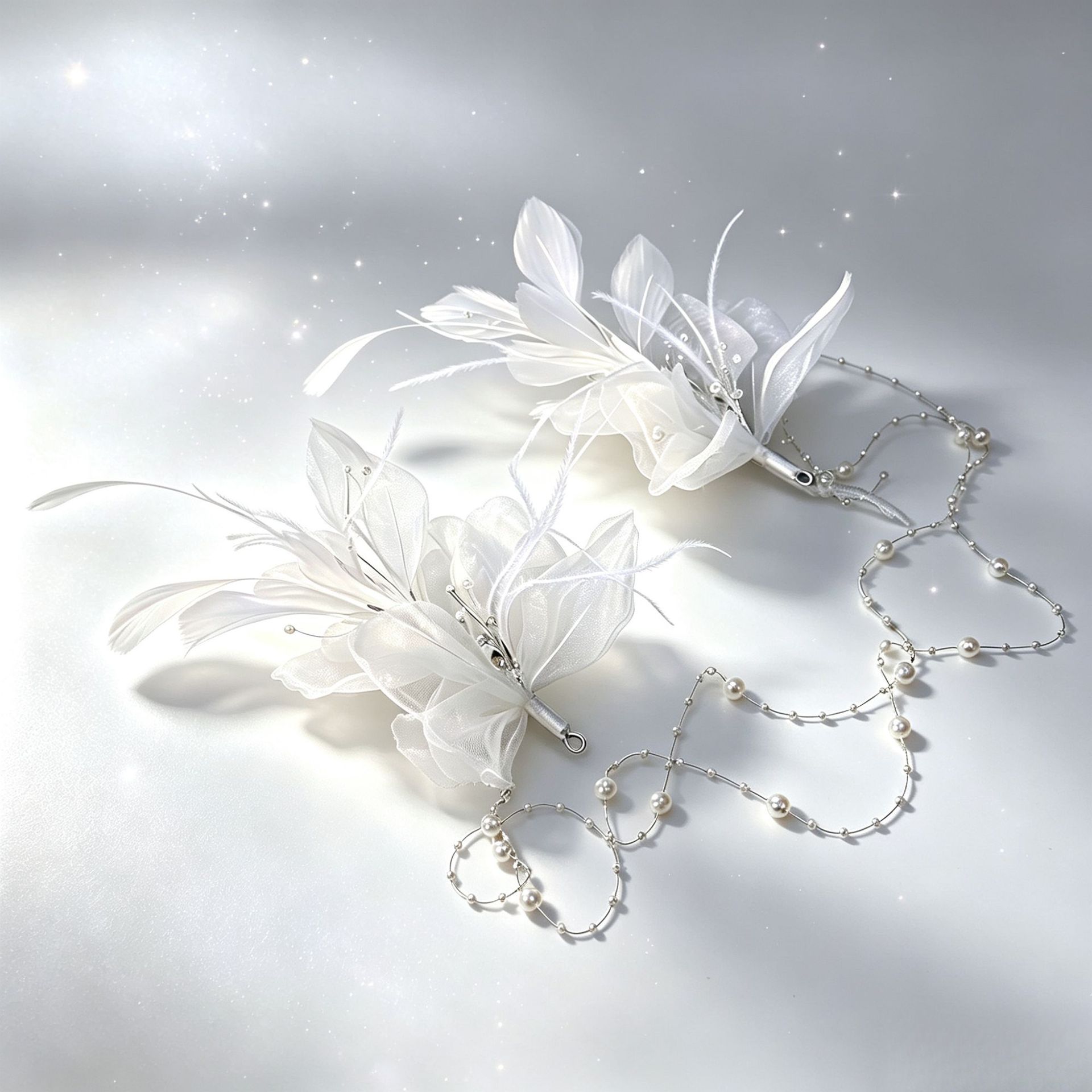 Korean-style feather headpiece, youthful and adorable, perfect for wedding hairstyles, princess-style, ethereal, and ideal as bridal headwear and accessories