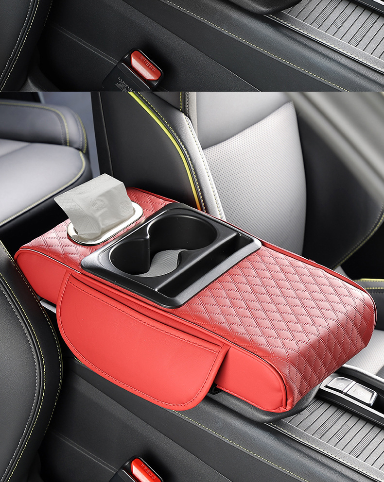 Car Armrest Box Pad Booster Pad Car Central Armrest Tissue Box Storage Bag Water Cup Holder Integrated Armrest Box Pad