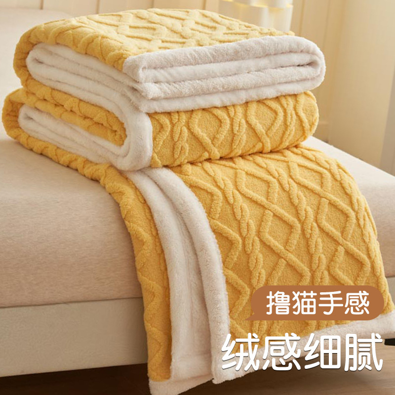 Invierno torre de lana de coral gruesa manta manta pequeña manta de oficina siesta manta sofá aire acondicionado manta cama