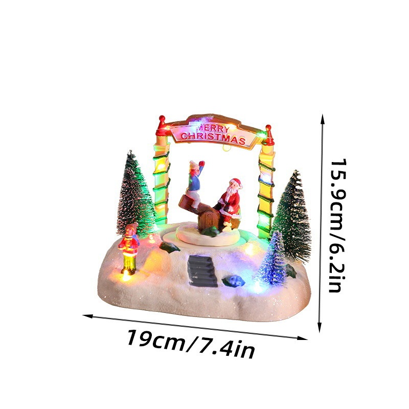樹脂オルゴール装飾品クリスマスハウスヨーロッパ雪の家スキー子供音楽 LED ライトクリエイティブクリスマスギフト|undefined