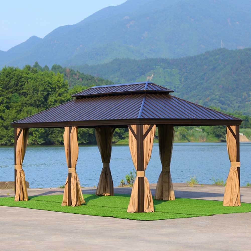 Al Aire Libre Pavilion sombrilla techo galvanizado Villa patio jardín terraza punto escénico ocio toldo actividad de ocio cobertizo