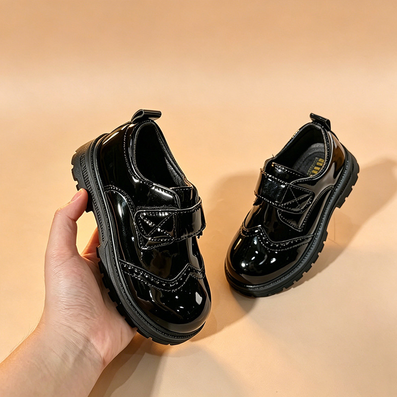 Boys' Shoes 2026 Spring and Autumn British Style Small Leather Shoes Black Boys' School Elementary School Students' Single Shoes Haki School Shoes
