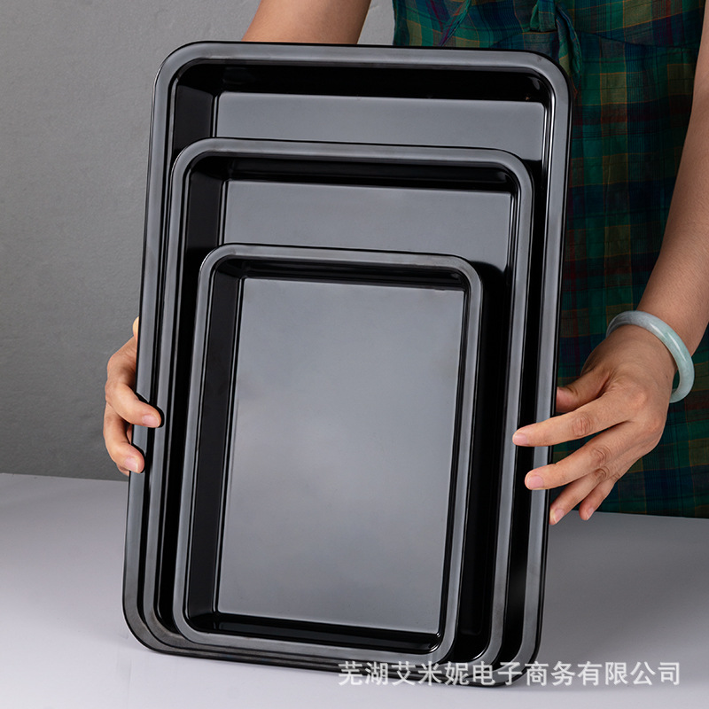 A5 Melamine Display panel rectangle fresh  Tray Cooked Dish plate Display cabinet Cold storage Plastic black Fruit plate