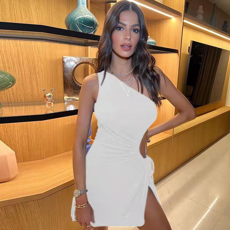 Women's Trendy Evening Dress Asymmetrical One‑Shoulder Design Hollow‑Out Cutouts Ultra‑Slim Bodycon Fit Stylish Night Out Wear_ecoleips.com