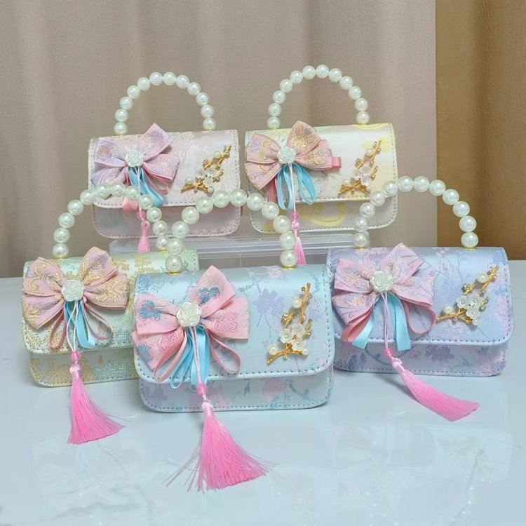 Bolsos infantiles de alto nivel, exquisitos antiguos, bolsos de cambio de niña, bolsos de mano de perlas de princesa, bolsos de almacenamiento