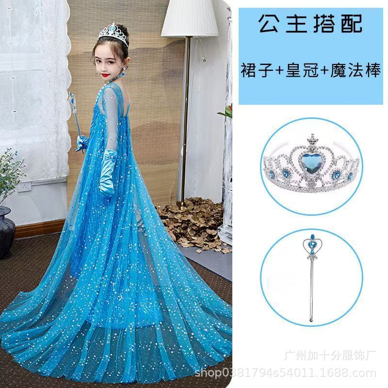 外国貿易クロスボーダーアナと雪の女王の正規版の女の子の艾莎の王女のスカートの夏の愛莎のワンピースの子供の誕生日のドレス|undefined
