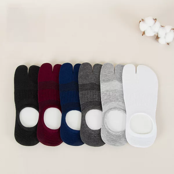 Gensilong Deodorant Socks Men's Spring and Summer Shallow Mouth Invisible Socks Low-Cut Two-Toe Socks Antibacterial and Deodorant Split-Toe Socks Pure Cotton Boat Socks