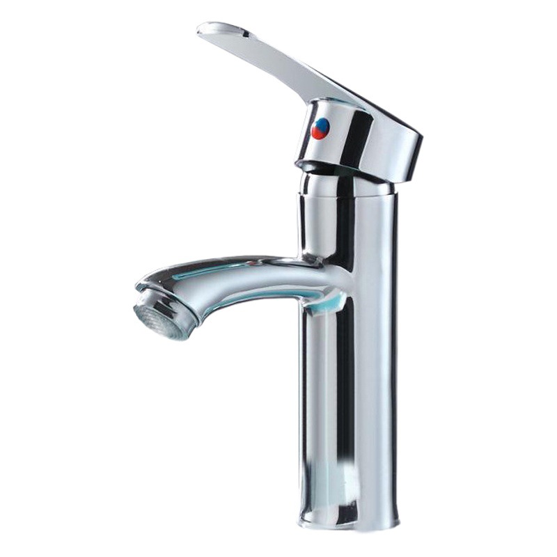 Lavabo plateado de acero inoxidable, grifo frío y caliente, lavabo, mueble de baño, grifo redondo, venta al por mayor