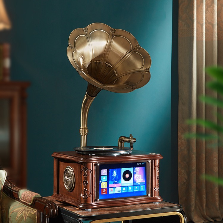 Oudino Desktop Display Gramophone Audio Ktv Karaoke Android Dual System Vinyl Retro Bluetooth