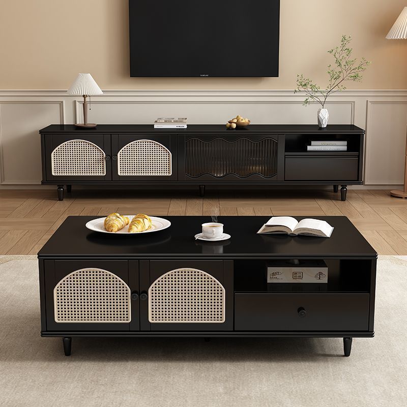 Ebony_ 1.8m 중세 스타일 등나무 TV 캐비닛