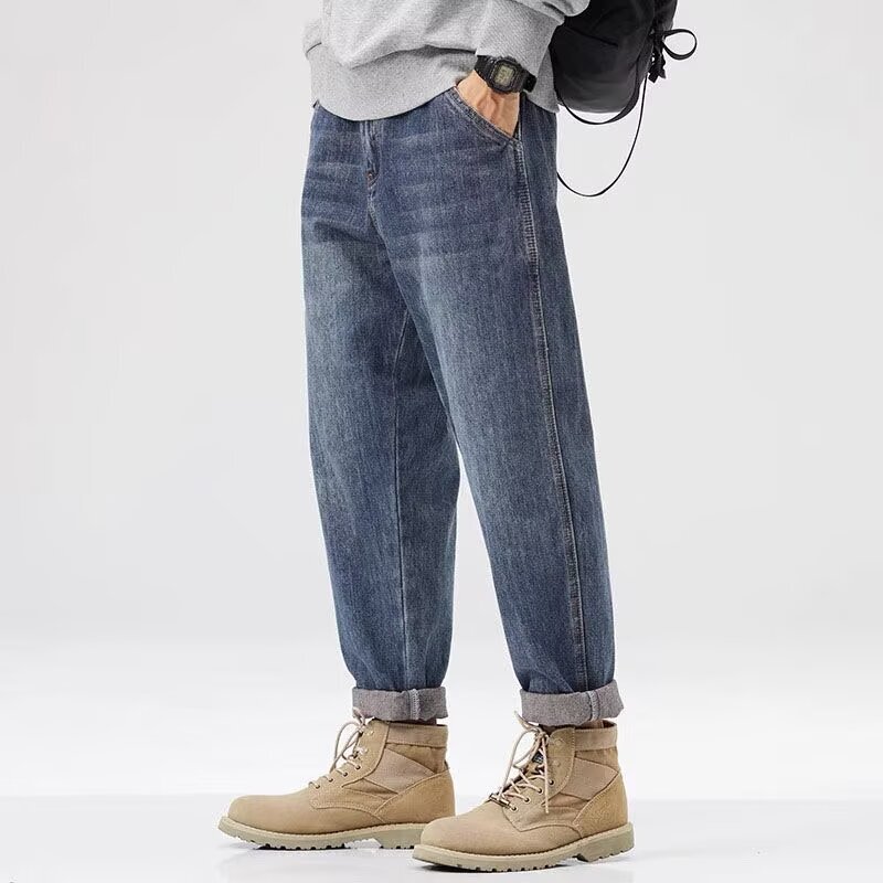 Autumn Jeans Men's Loose Small Feet Trendy Brand plus size Harem Pants Japanese Style Retro New Pants for Spring and Autumn 2024