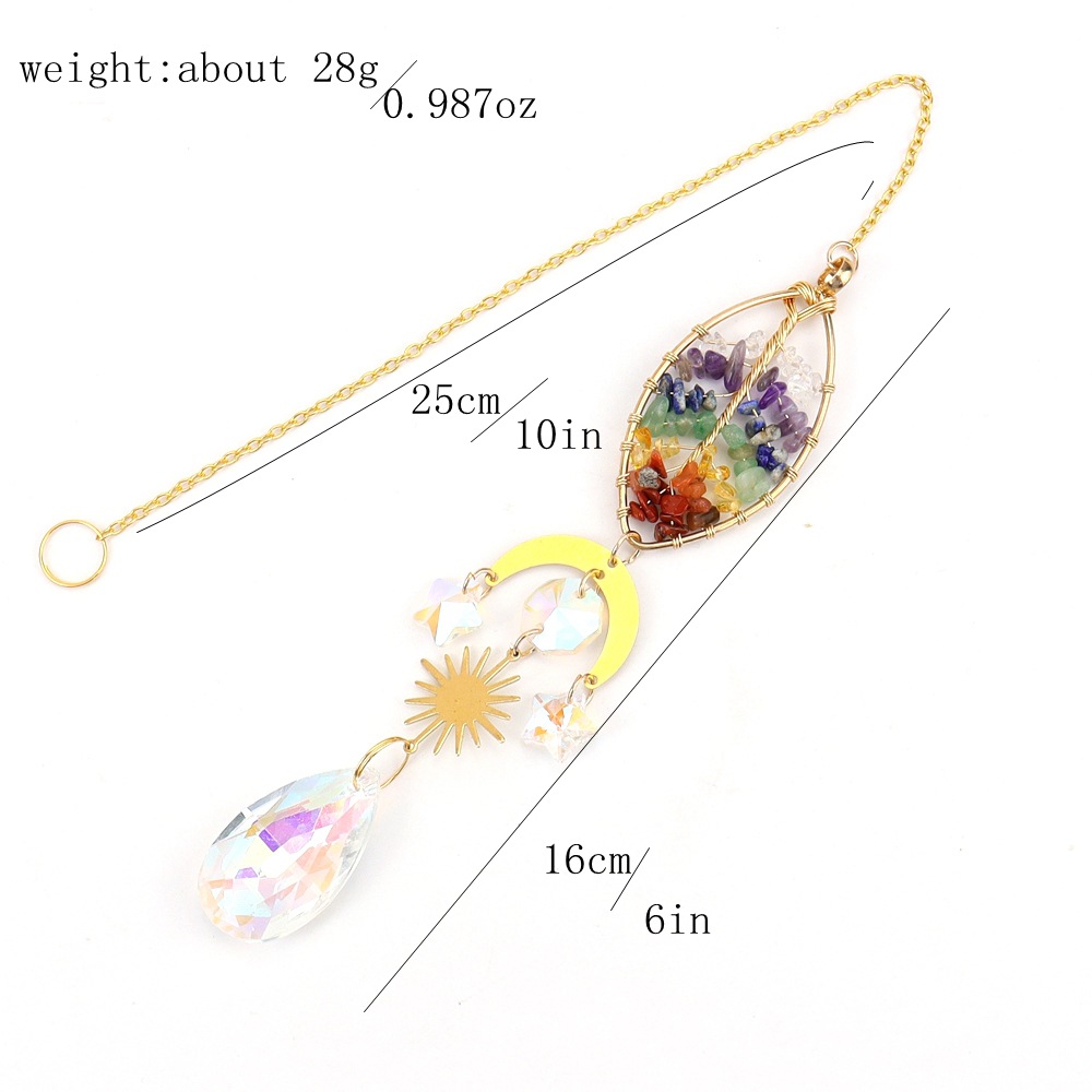 suncatcher Gold Heart-shaped Tree Of Life Sun Rainbow Catcher Hanging Window Decoration T83_voghion.com