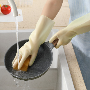Wholesale household dishwashing gloves PVC household housework dishwashing gloves waterproof anti-stain household gloves bag
