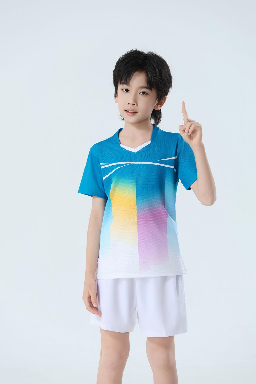 Nuevo set de bádminton transpirable de secado rápido hombre y mujer V-collar chaqueta deportiva para niños adultos con impresión personalizada image 11