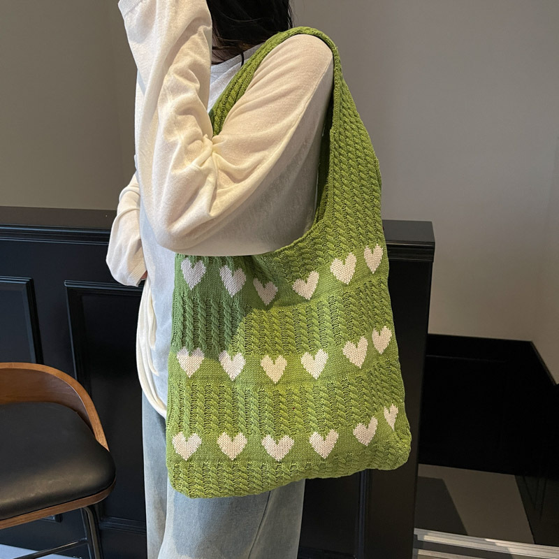 [Free Shipping for Newbies 0.01] Cross-Border Knitted Bag, Woven Heart Bag, Exquisite Woolen Hand-Held Shoulder Bag, Shopping Bag