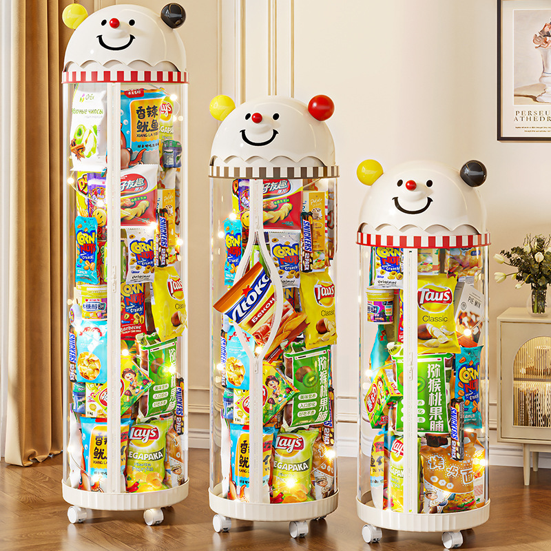 スナック人形収納バケツジッパー付き輪透明かわいい趣味笑顔ライト付き整理保存神器大容量|undefined