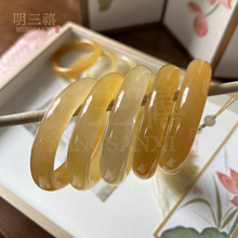冰种玉镯天然玉石手镯黄玉翡翠手镯新中式黄翡余太翠黄龙玉手镯