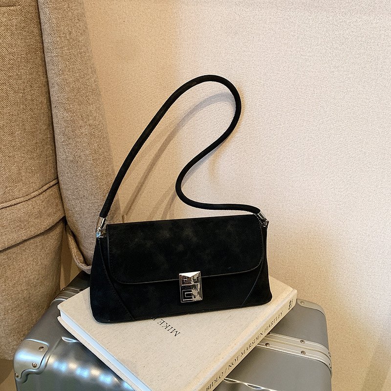 Cross-Border Vintage Suede Matte Underarm Bag Women's Baguette Bag Single Shoulder Women's Bag Dunhuang.Com Dhgate Bags