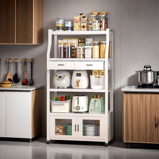 Extra Thick Multifunctional Kitchen Storage Rack Floor-Standing Multi-Layer Oven Microwave Dish Storage Cabinet Storage Cabinet