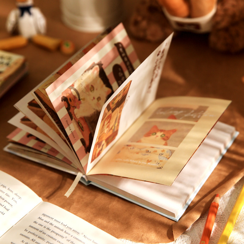 Mr. Paper A7, diario de Ao Woo, lindo y cálido, libro de cuentas manual de miau, cuaderno de notas de mensaje de estudiante, cuaderno