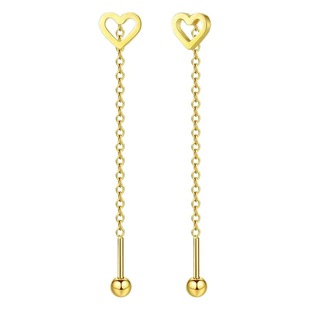 Japanese and Korean-style Niche Design Hollow Heart-shaped Love Earrings Long Tassel Ear Line Earrings Women's Simple Elegant Personality