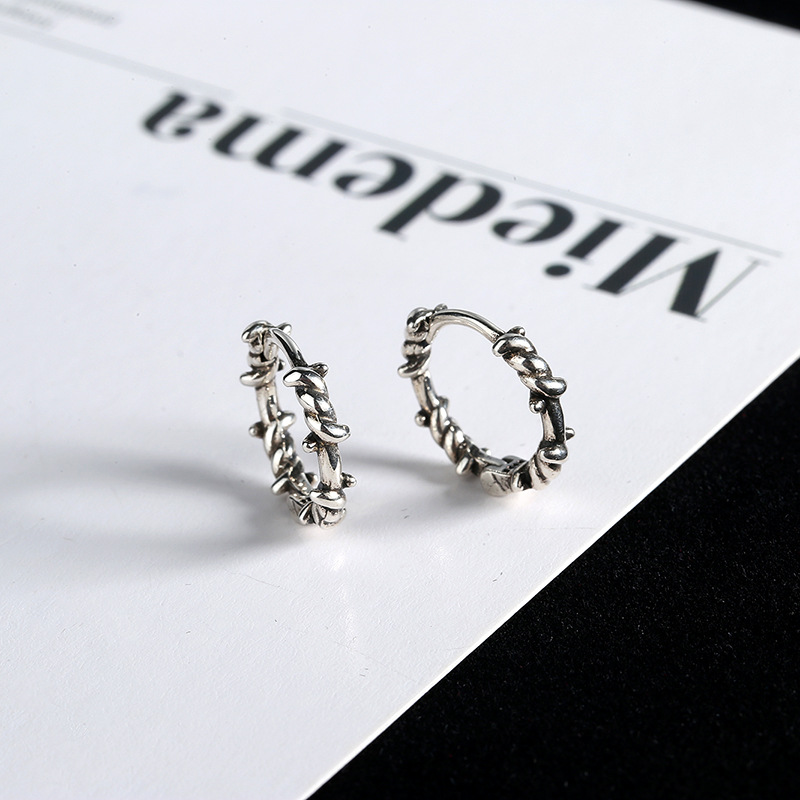 Pendientes de aro para hombre estilo rama bosque moda coreana_voghion.com