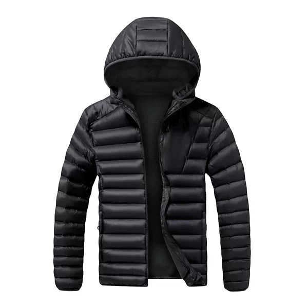 New European and American style ribbed cotton jacket for foreign trade, winter cotton coat with hood, lightweight and warm outerwear for men
