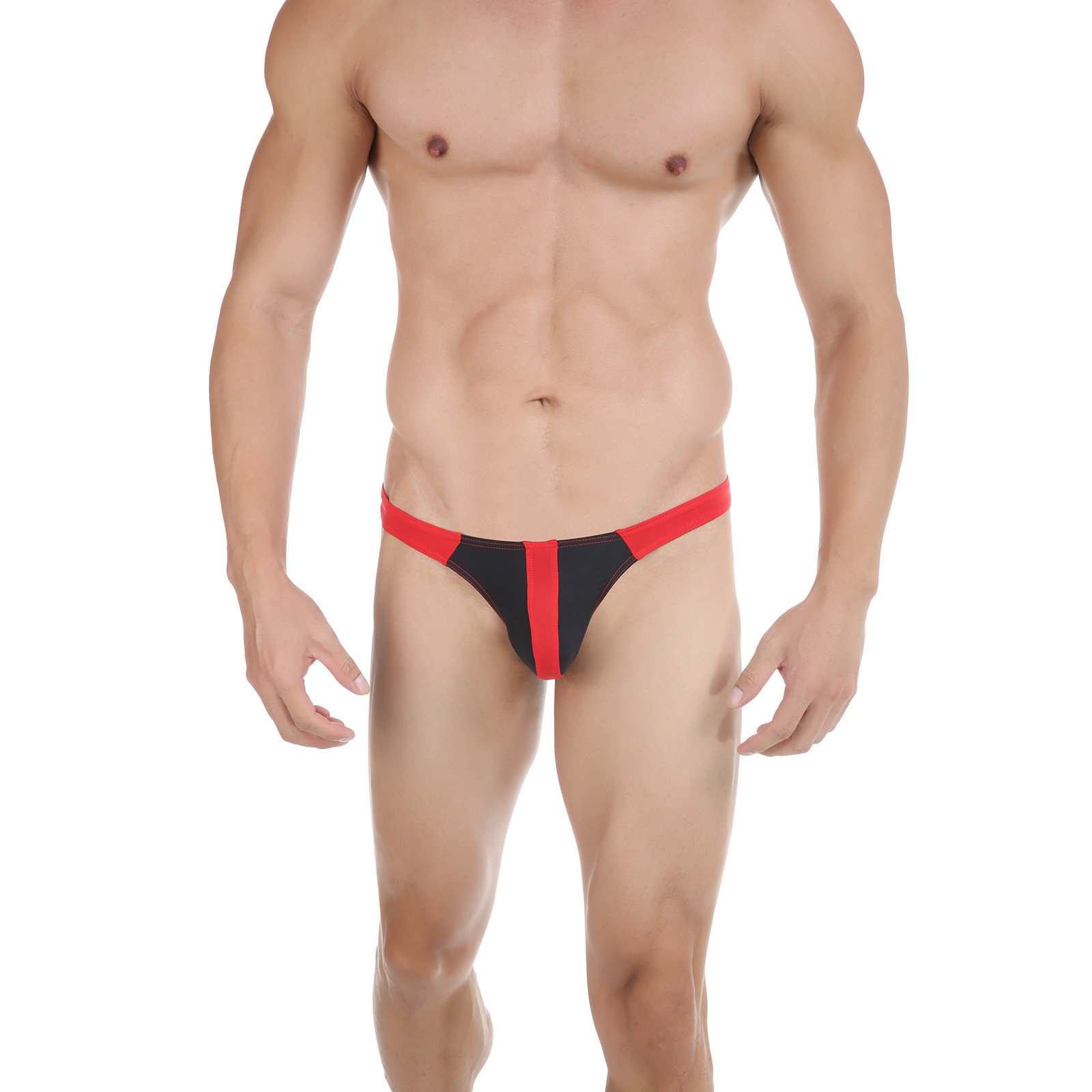 CLEVER-MENMODE men's color matching thong sexy semi-transparent underwear thin bikini T pants European size